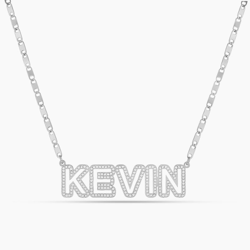 Iced Out Block Name Necklace