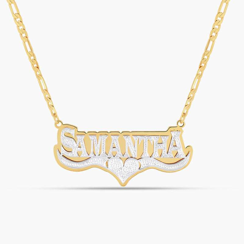 Double Plated HeartCrest Name Necklace