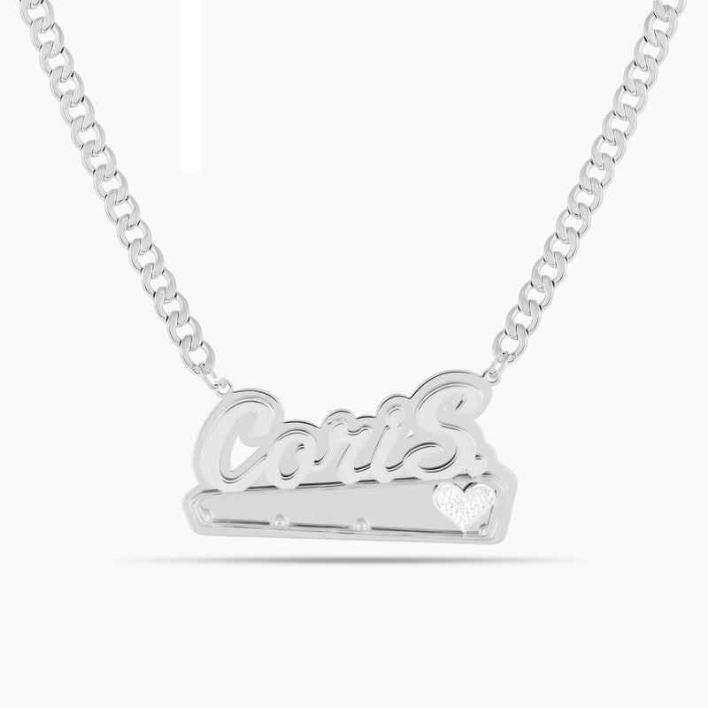 Double Plated Beaded Bar Name Necklace