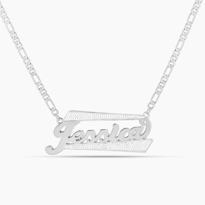 Double Plated Radiant Bar Name Necklace