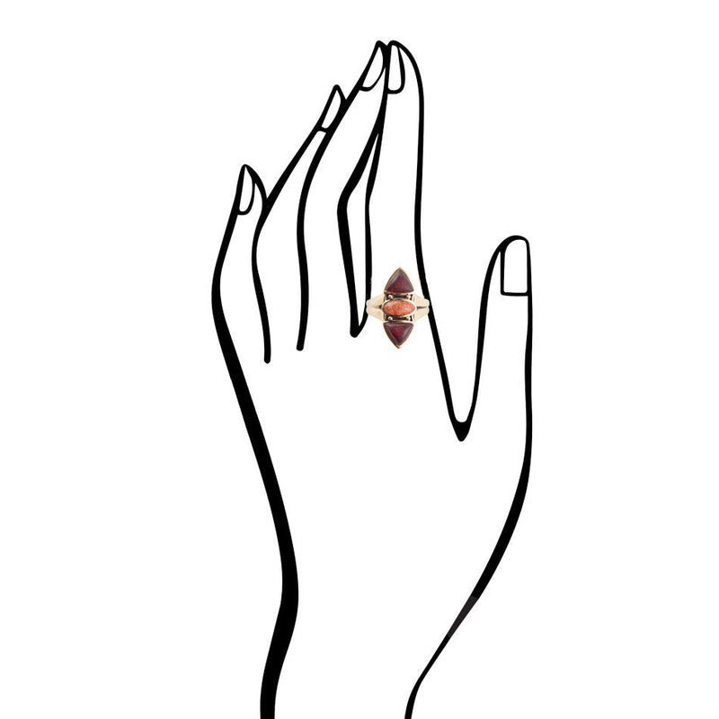 Tri-Stone Bordeaux Quartz Ring