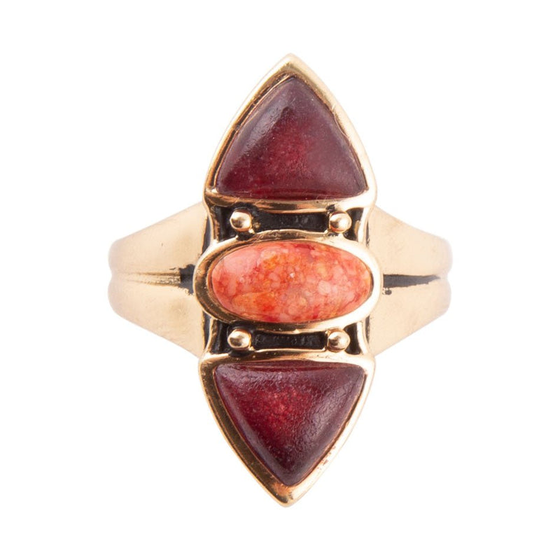 Tri-Stone Bordeaux Quartz Ring