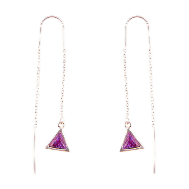 Triangle Threader Purple Turquoise and Sterling Silver Earrings
