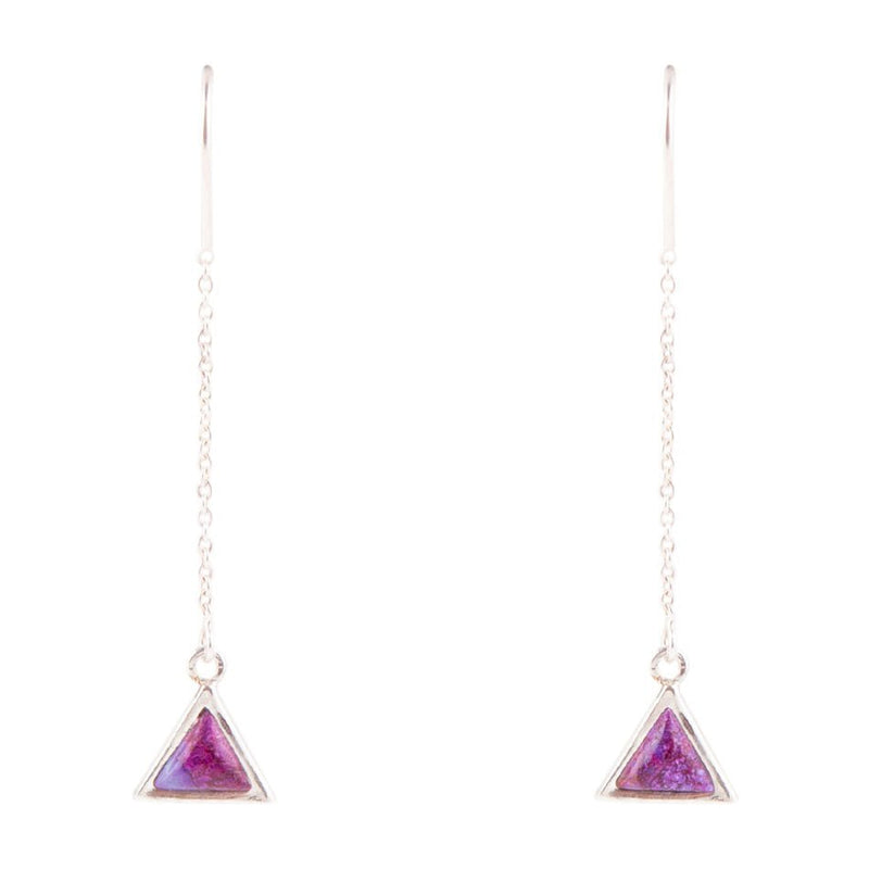 Triangle Threader Purple Turquoise and Sterling Silver Earrings