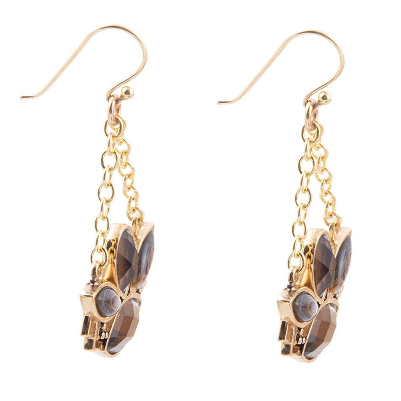 Tribecca Blue Abalone Black Smoky Quartz Golden Drop Earrings