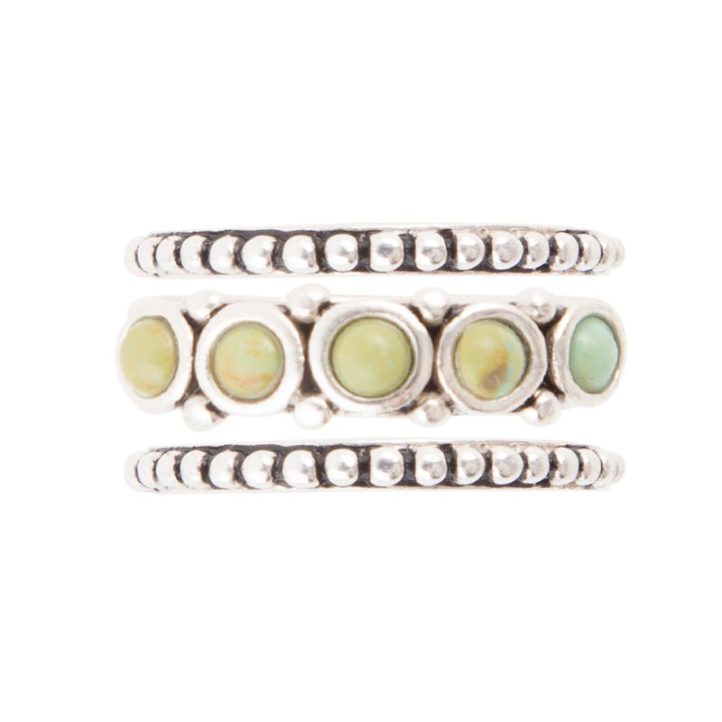 Triple Play Blue Turquoise and Sterling Silver Stack Ring