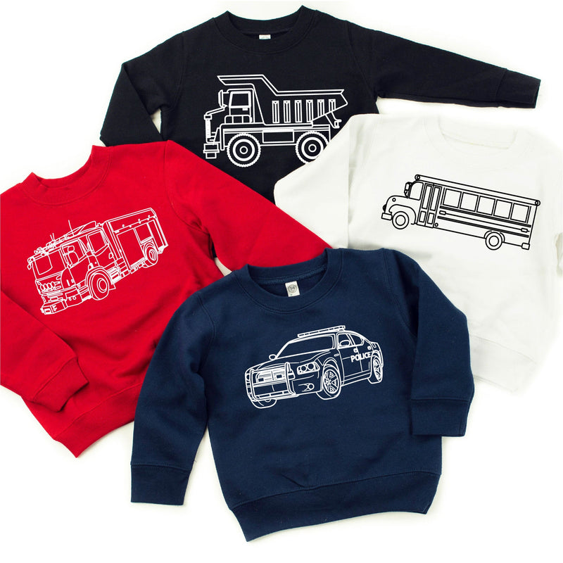 Trucks N' Things Minimalist Design - (Choose Your Vehicle) - Child Sweater