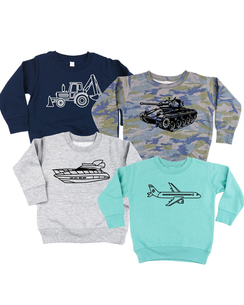 Trucks N' Things Minimalist Design - (Choose Your Vehicle) - Child Sweater