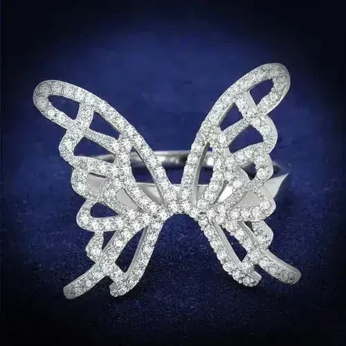 TS330 Rhodium Sterling Silver Ring – AAA Clear CZ Solitaire