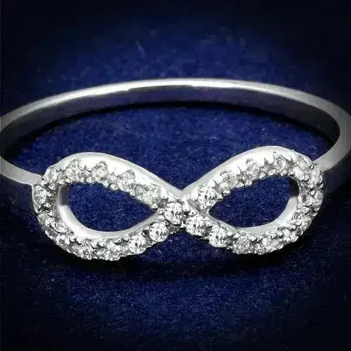 TS487 - Rhodium 925 Sterling Silver Ring with AAA Grade CZ  in Clear