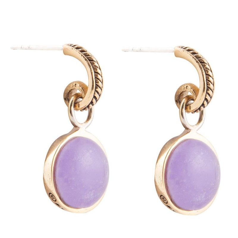 Tucson Charm Purple Quartz Golden Drop Earrings