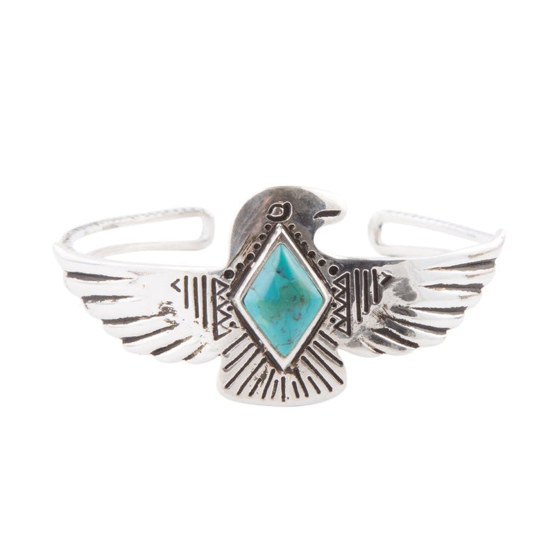 Blue Turquoise and Sterling Silver Phoenix Cuff Bracelet