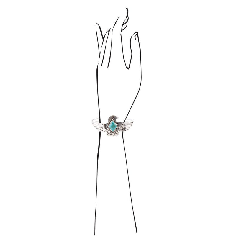 Blue Turquoise and Sterling Silver Phoenix Cuff Bracelet
