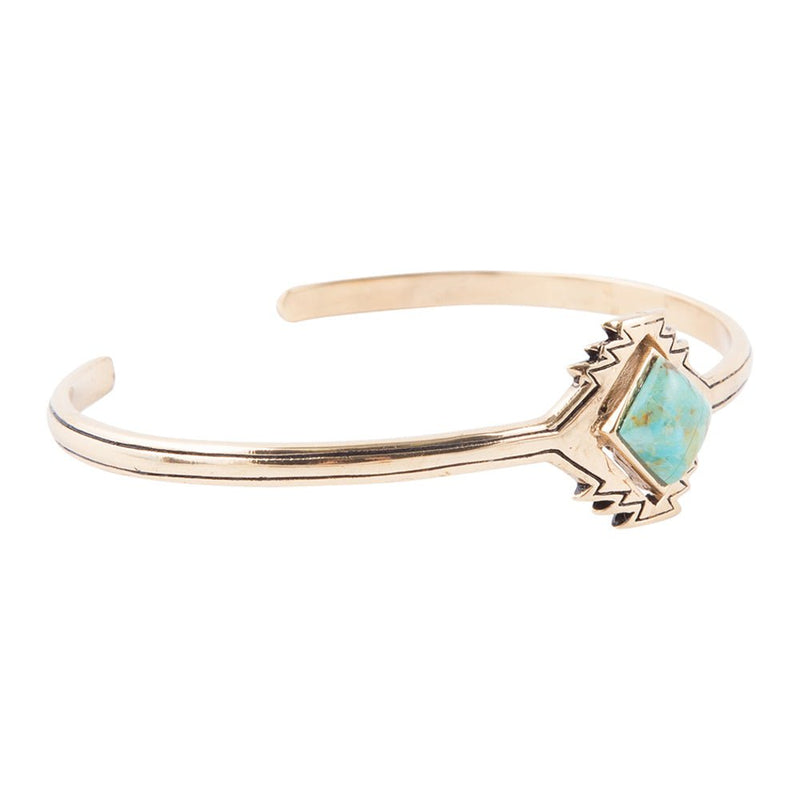 Blue Turquoise Aztec Golden Cuff Bracelet