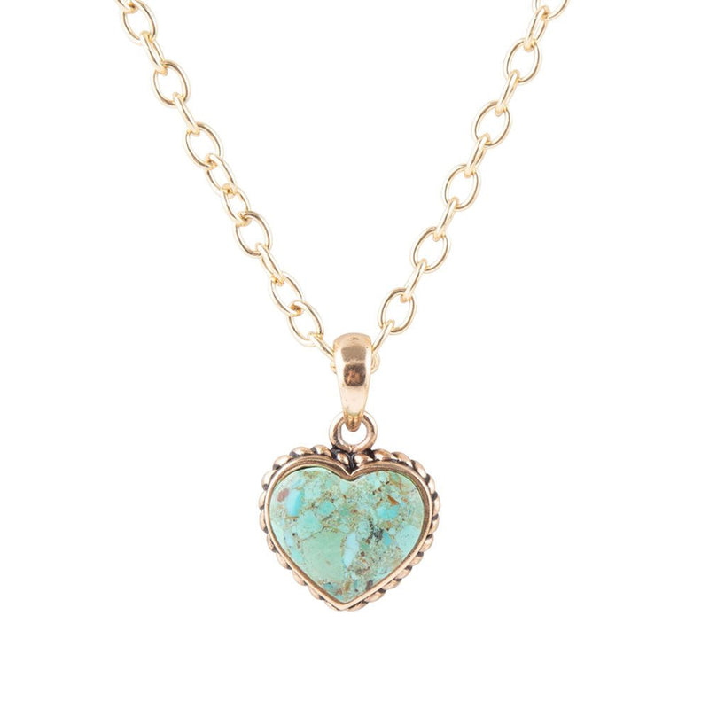 Turquoise Heart Pendant and Bronze Necklace