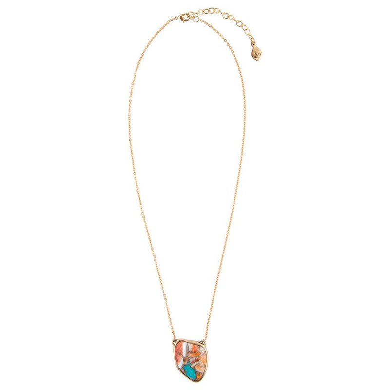 Blue Turquoise Matrix Golden Necklace
