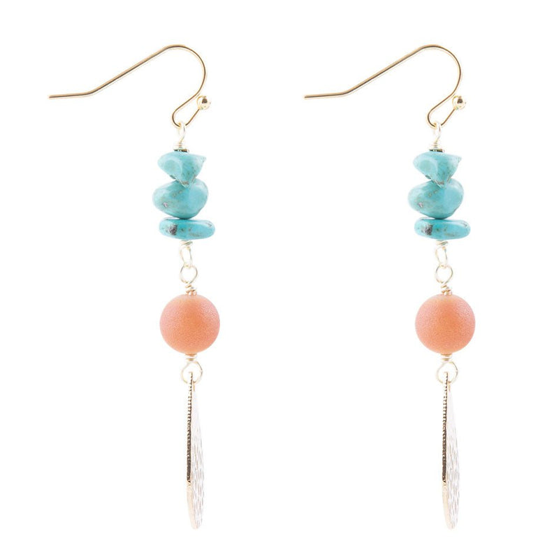 Turquoise Sol Charm Drop Earrings