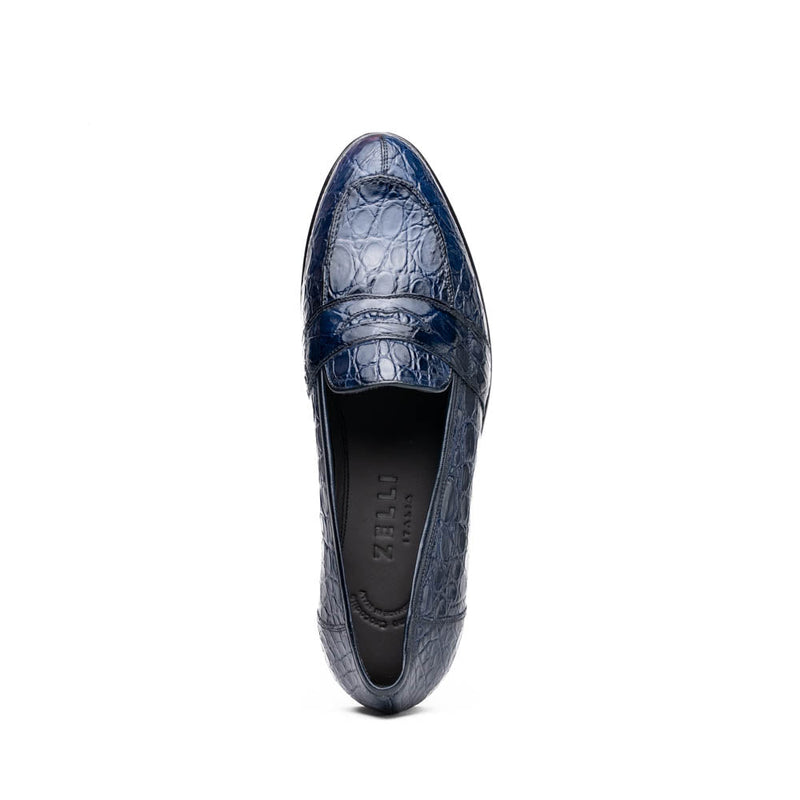 11-119-NVY TUSCANY Crocodile Penny Loafer, Navy