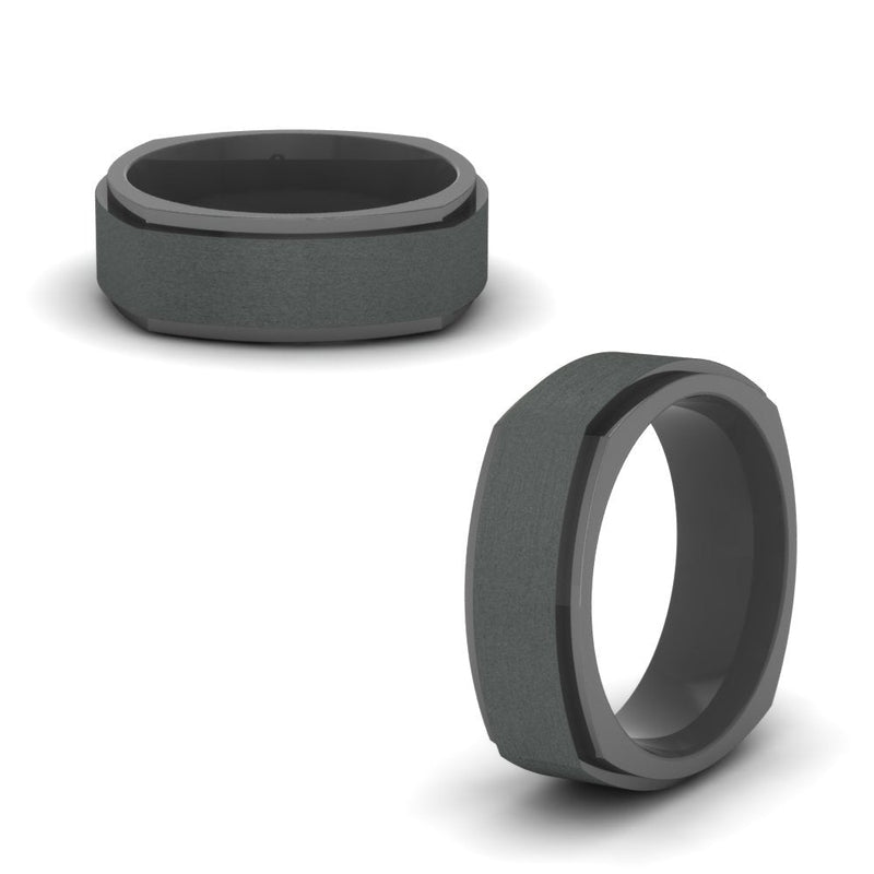 Two Tone Brushed Mens Wedding Ring