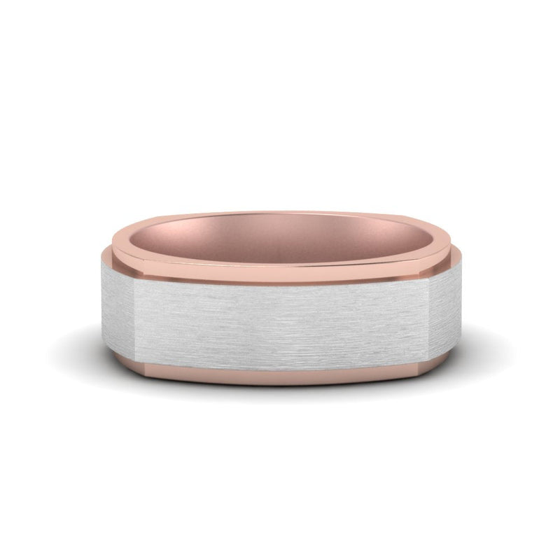 Two Tone Brushed Mens Wedding Ring
