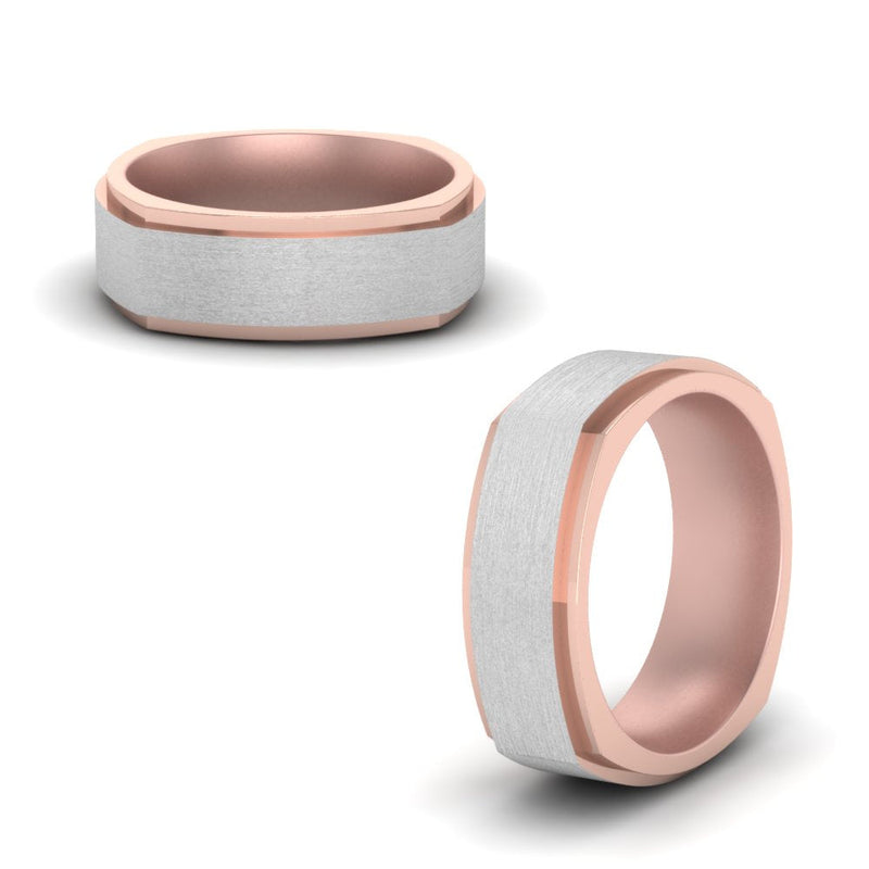 Two Tone Brushed Mens Wedding Ring