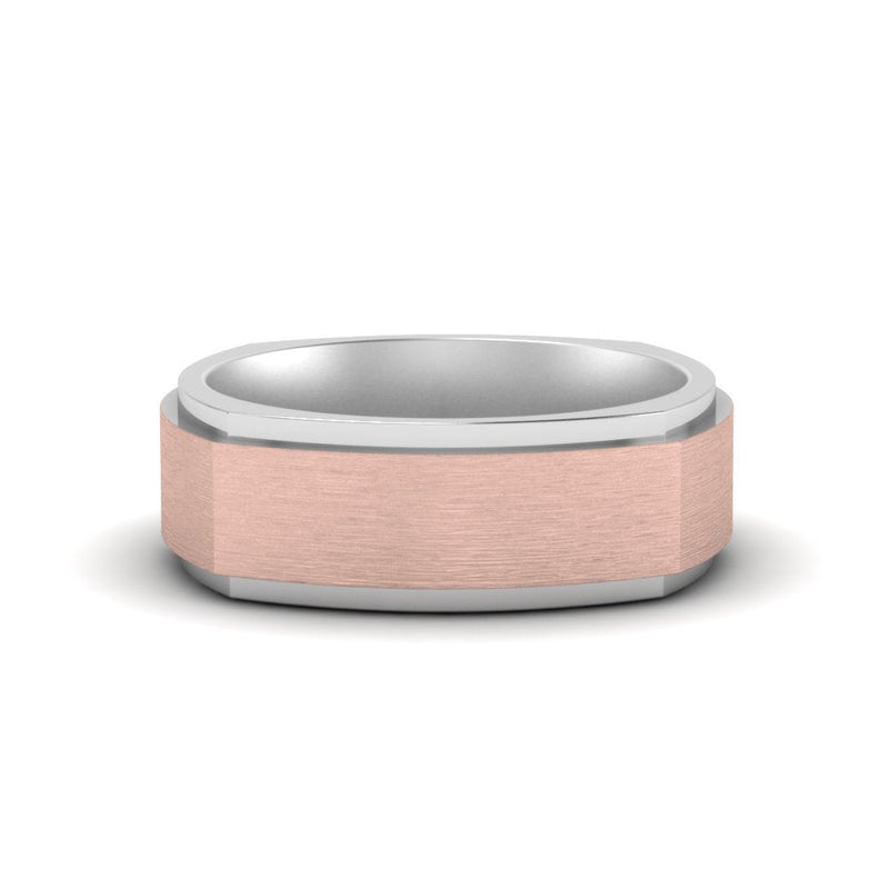 Two Tone Brushed Mens Wedding Ring