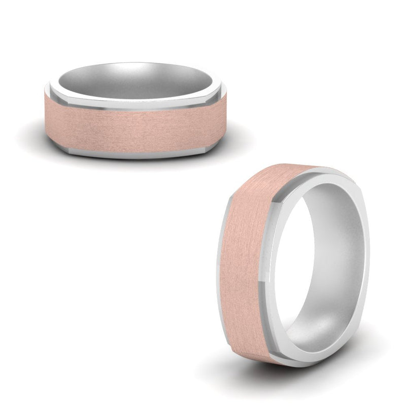 Two Tone Brushed Mens Wedding Ring