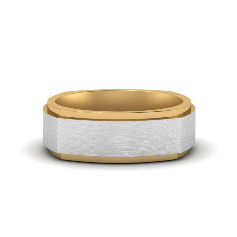 Two Tone Brushed Mens Wedding Ring