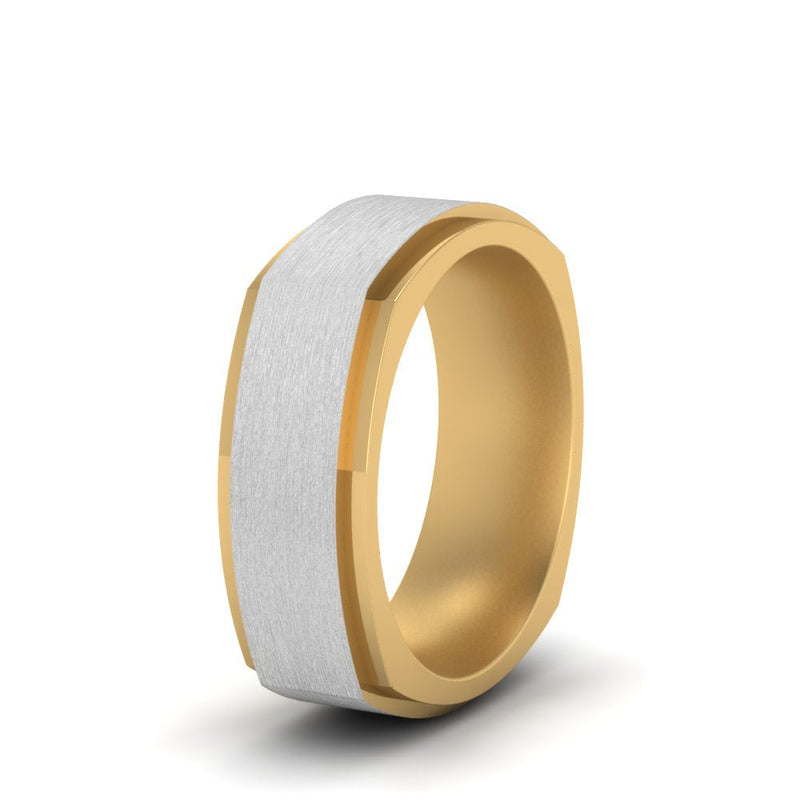 Two Tone Brushed Mens Wedding Ring