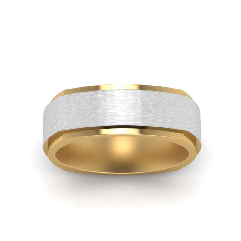 Two Tone Brushed Mens Wedding Ring