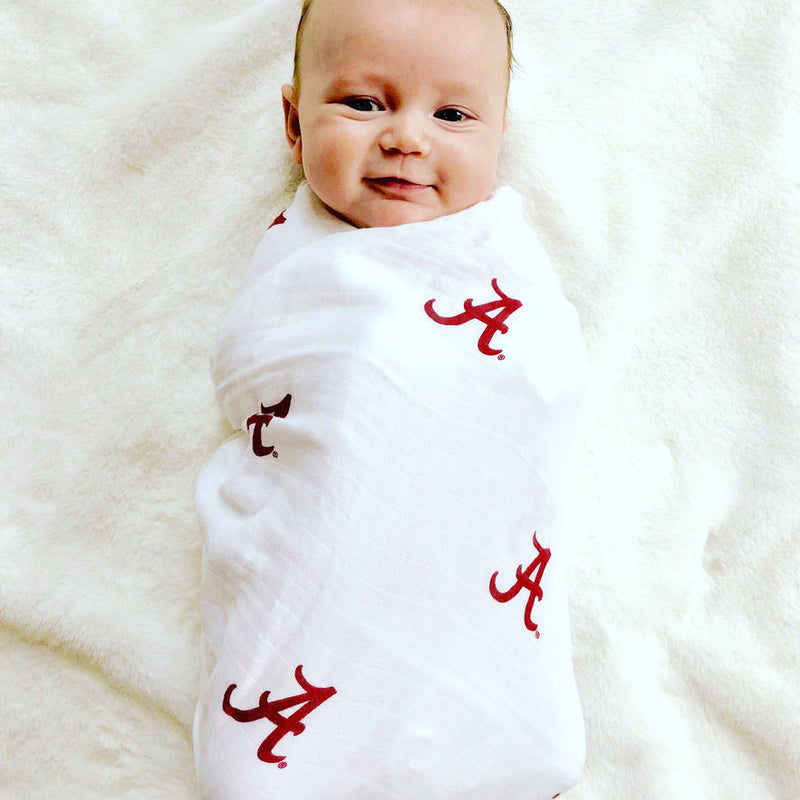 University of Alabama Crimson Tide Muslin Swaddle Blanket | Officially Licensed Baby Gift