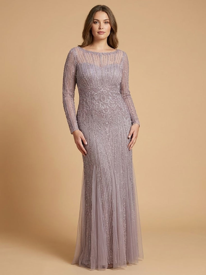 Lara High Neck Beaded Gown