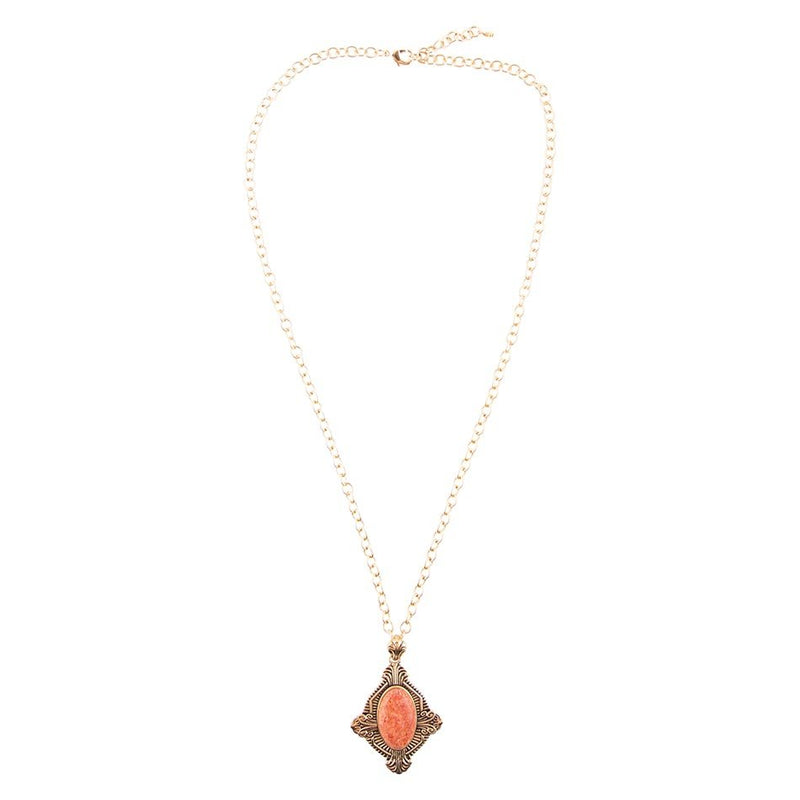 Valerie Orange Sponge Coral and Golden Pendant Necklace