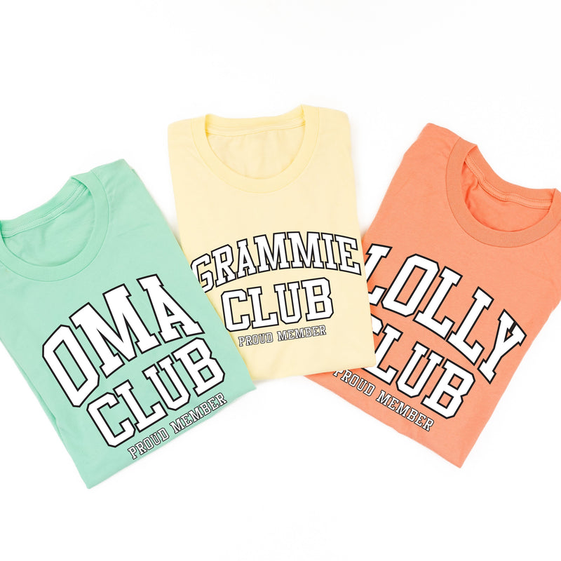 Varsity Style - "_____ Club - Proud Member" - (Choose Your Name) - Unisex Tee