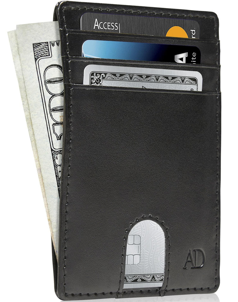 Vegan Leather Slim Card Holder – RFID Blocking, Thumb-Hole Access