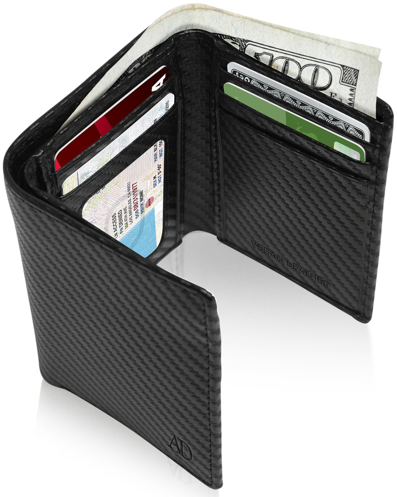 Vegan Leather Trifold Wallet – ID Window, RFID Blocking