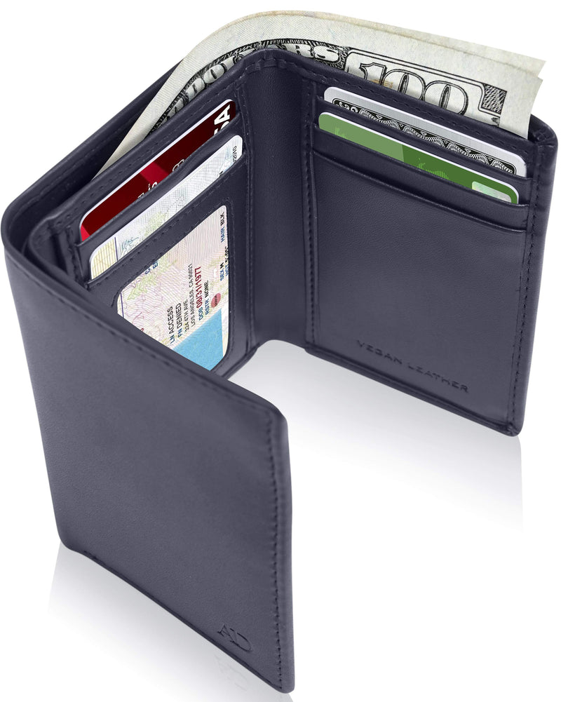 Vegan Leather Trifold Wallet – ID Window, RFID Blocking
