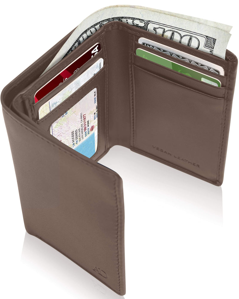 Vegan Leather Trifold Wallet – ID Window, RFID Blocking