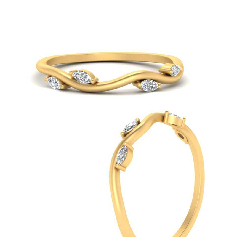 Vine Marquise Simple Wedding Band