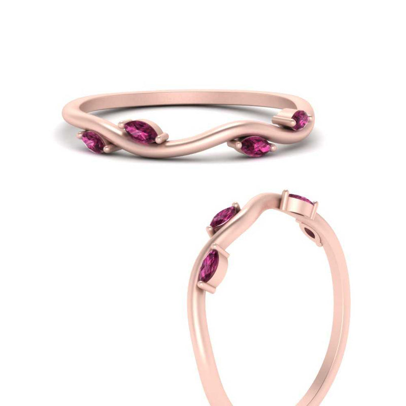 Vine Marquise Simple Wedding Band