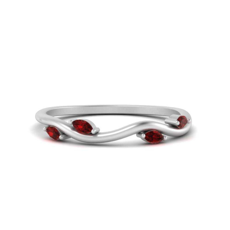 Vine Marquise Simple Wedding Band