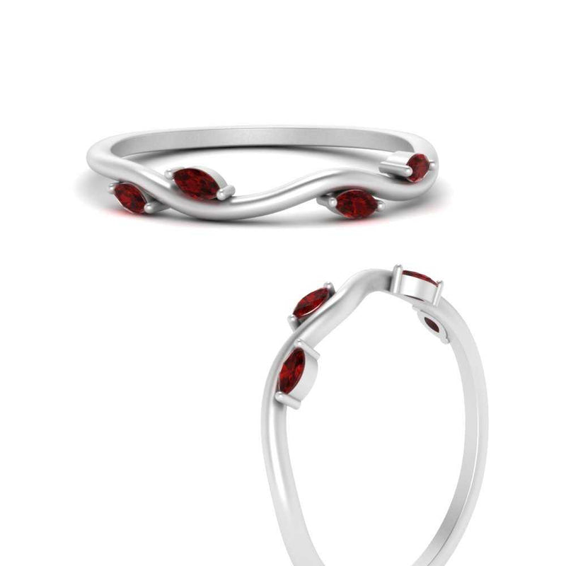 Vine Marquise Simple Wedding Band