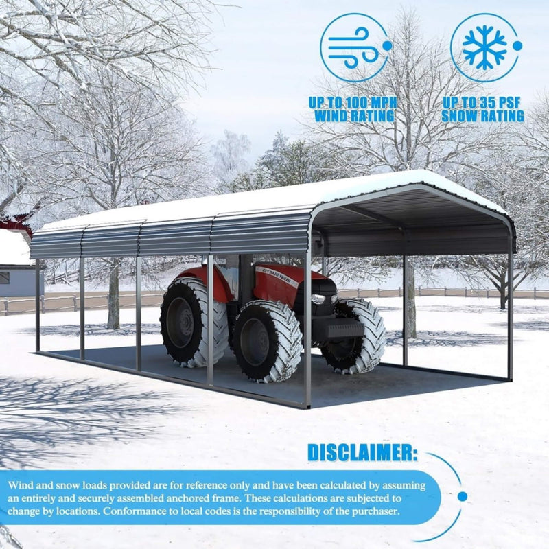 [12X20FT] Alora Premium Modern Heavy-Duty Outdoor Alloy Steel Carport Canopy (SAK91486)