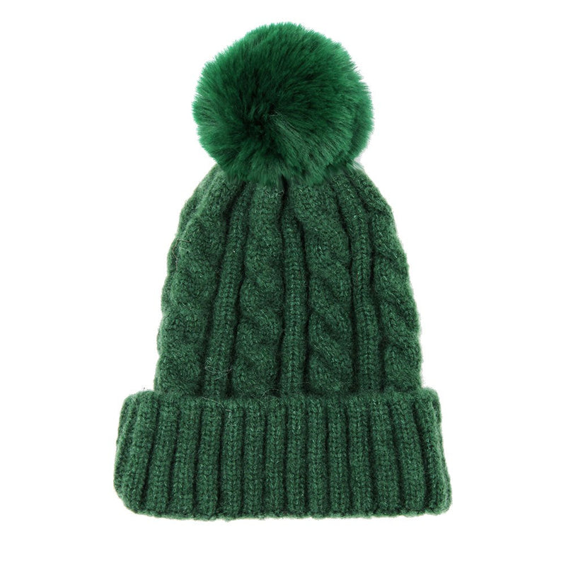 Warm Chunky Cable Knit Beanie Pom Pom Hat Beanie Winter Hat