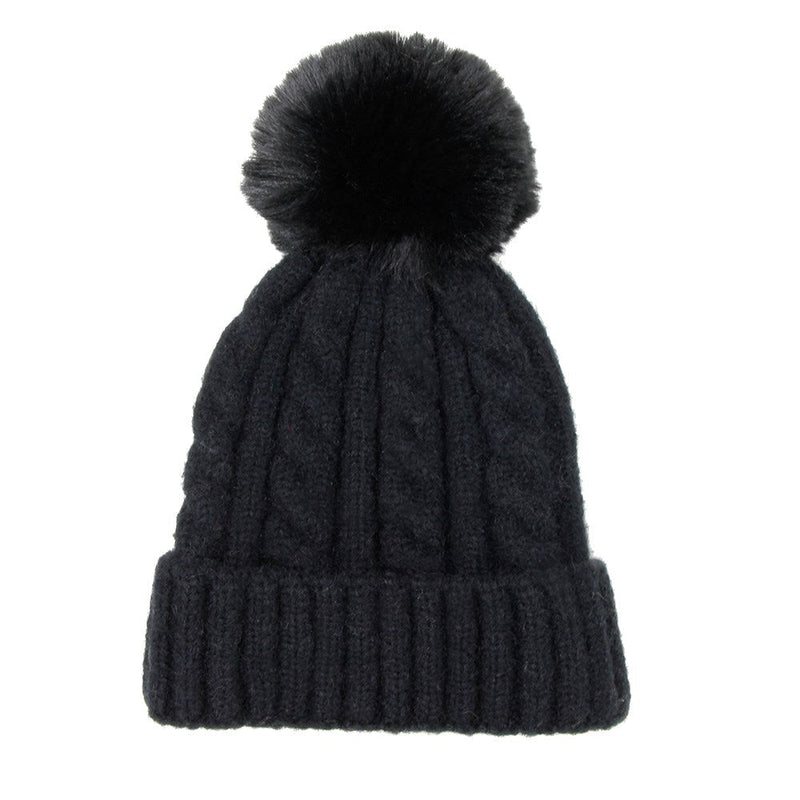 Warm Chunky Cable Knit Beanie Pom Pom Hat Beanie Winter Hat