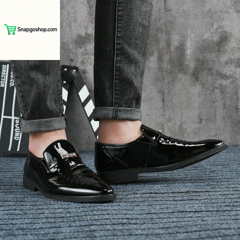 Men'S Oxford Shoes Dress Lace up Casual Wedding Leather Shoe Classic Toe Cap Formal