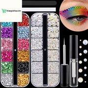 Flat Back Rhinestone Kits Colorful Rhinestones+Crystal Ab&Transparent White Face Gems Nail Gem with Quick Dry Makeup Glue+Picker Pencil+Tweezer for Bedazzling Face Makeup and Nail Art
