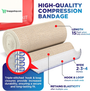 High-Performance Elastic Bandage Wrap - 6 Pack (2X2In, 2X3In, 2X4In) - Self-Closing Strong Compression Bandage Wrap for Feet, Ankles, Wrists, and Knees