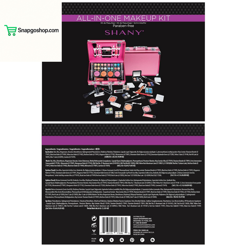 Carry All Makeup Train Case with Pro Makeup Set, Makeup Brushes, Lipsticks, Eye Shadows, Blushes, Powders, and More - Reusable Makeup Storage Organizer - Premium Gift Packaging - Pink