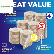 High-Performance Elastic Bandage Wrap - 6 Pack (2X2In, 2X3In, 2X4In) - Self-Closing Strong Compression Bandage Wrap for Feet, Ankles, Wrists, and Knees